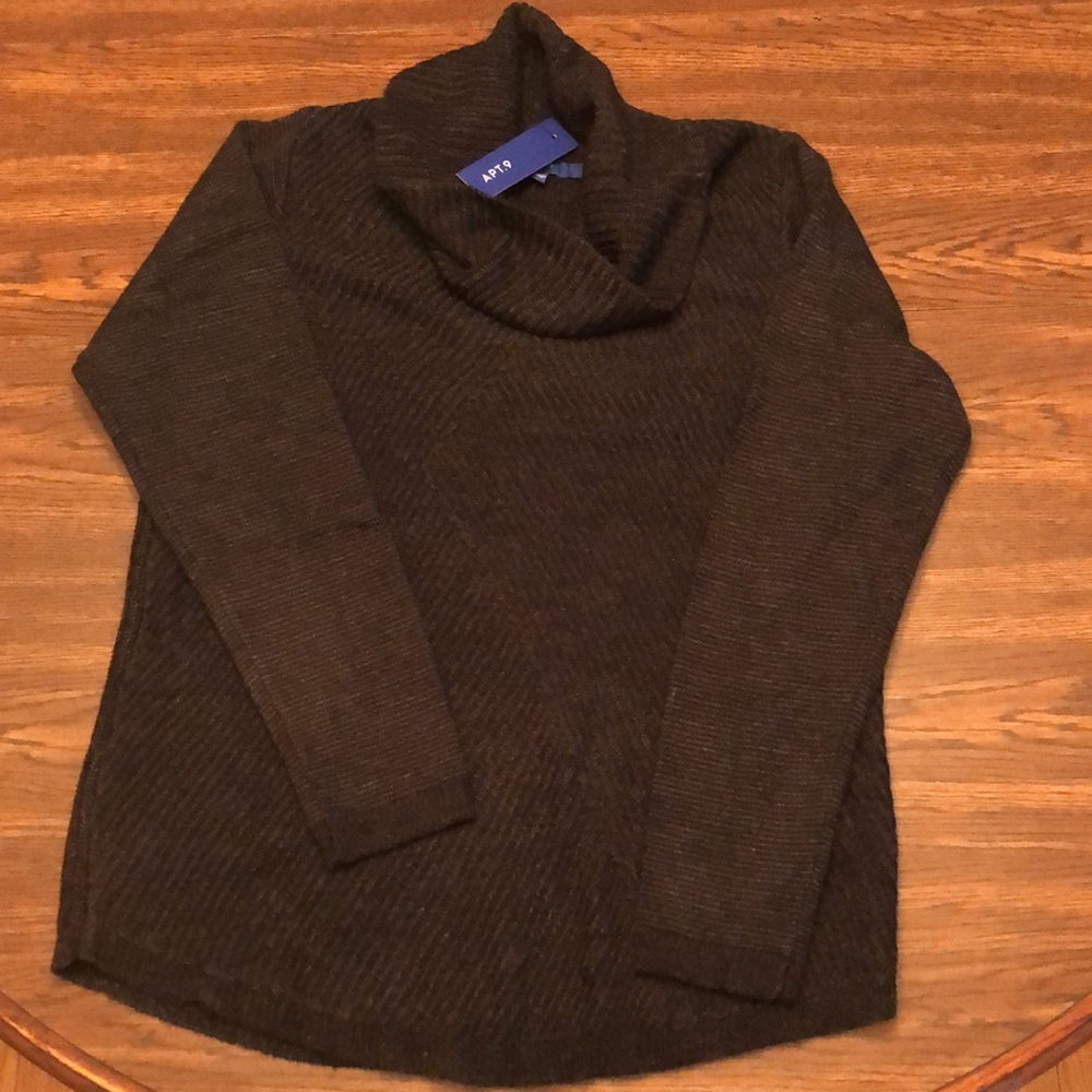 NWT Apt. 9 knitted charcoal color cowl sweater L